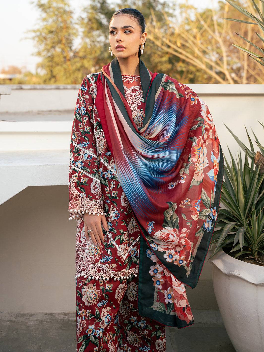 Bin Ilyas | Hazel Printed Lawn 25 | 2076 - B by Maria Faisal - Registered Vendor of : Bin Ilyas - type : Ladies Clothes - 100% original wedding dresses