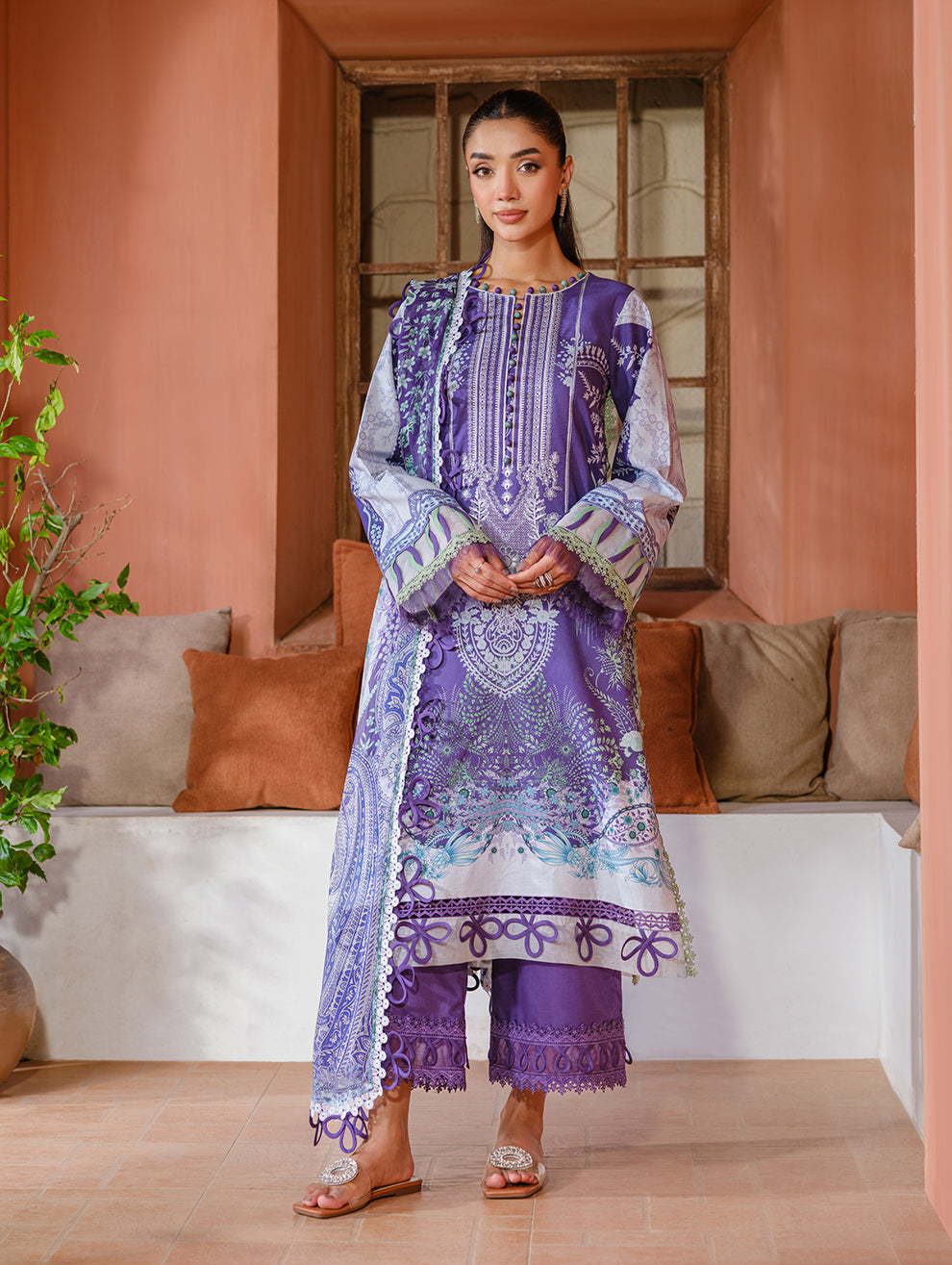 Jade | Cambric 25 | URBANE EMBROIDERED CAMBRIC 25 P - Ladies Clothes - Maria Faisal