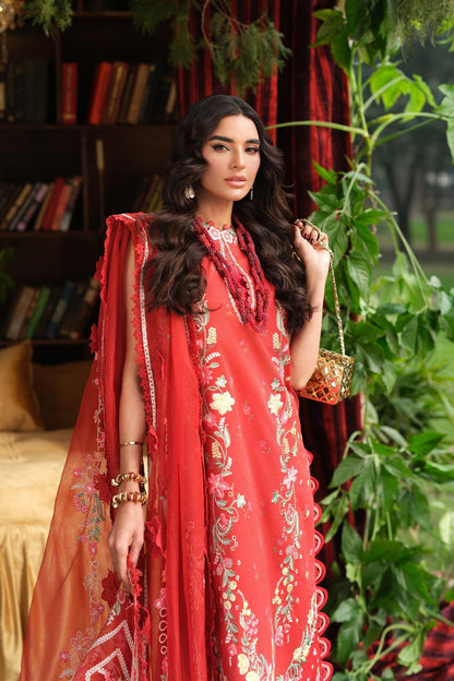 Maryam Hussain | Luxury Lawn 26 | Crimson - Luxury Dress - available at Maria Faisal in UK and USA.