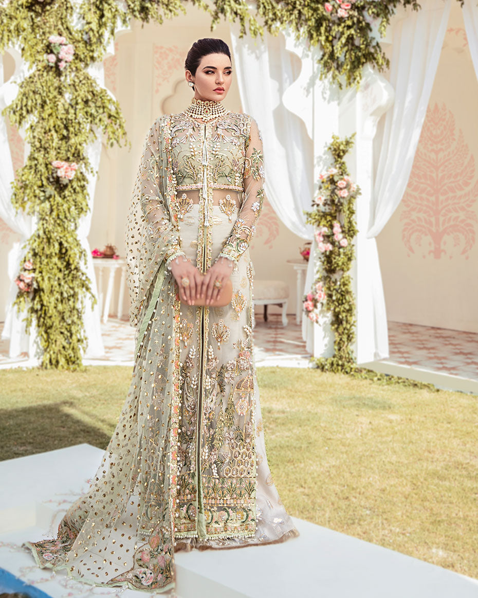 Gulaal | Wedding Formals | Cher Embroidered Net 3-Piece Suit WS-04 - Designer Dress with Intricate embroidery and embellishments. Shop elegent wedding dress at Maria Faisal.