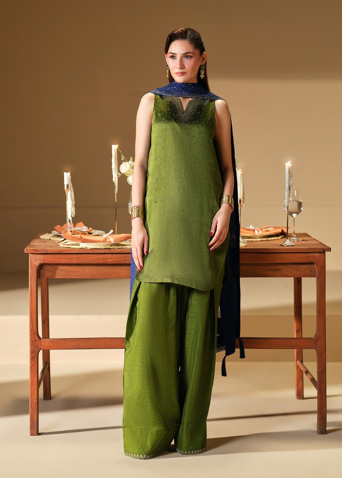 Mahum Asad | The Shadow Line | Verde - Formal Dress - available at Maria Faisal in UK and USA.