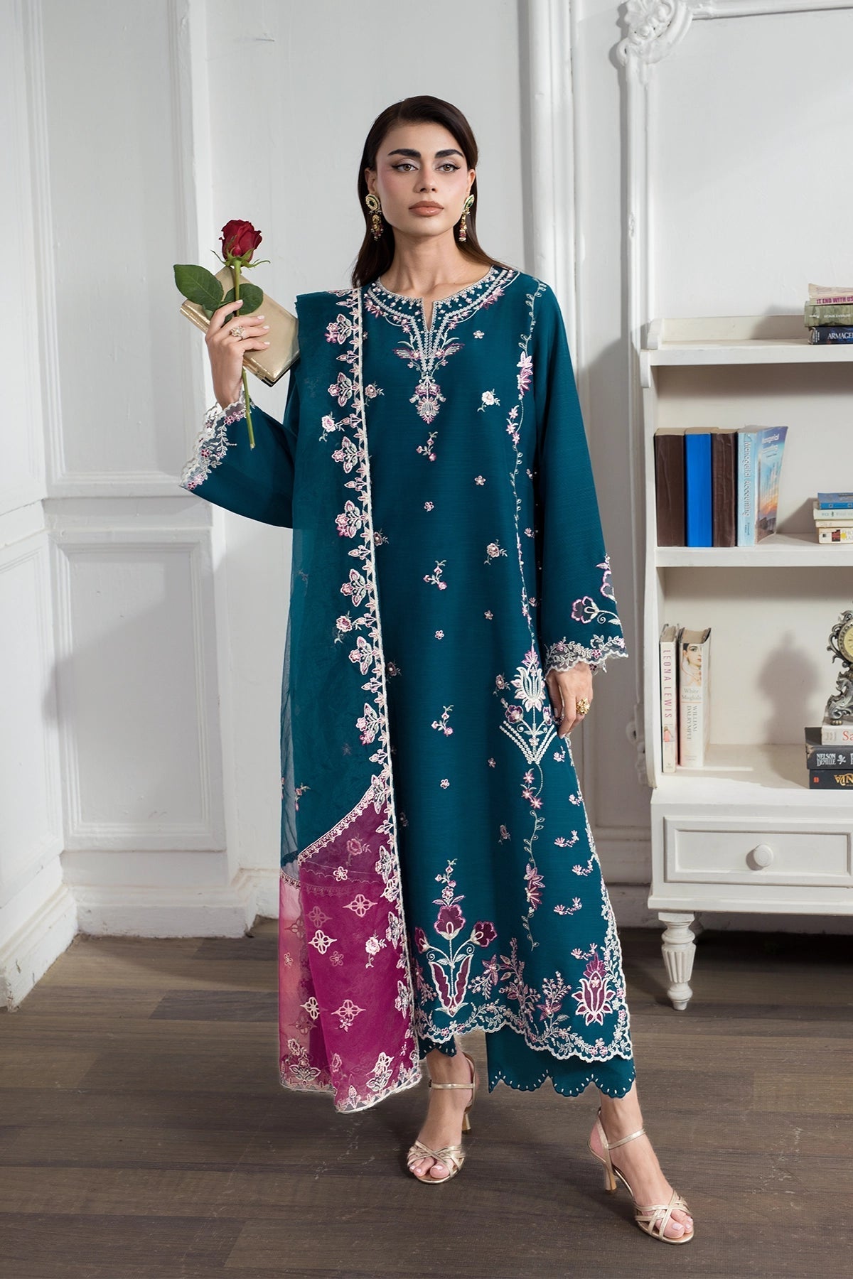 Rangrasiya | Lumeire Silk |Carmin - Luxury Dress - available at Maria Faisal in UK and USA.