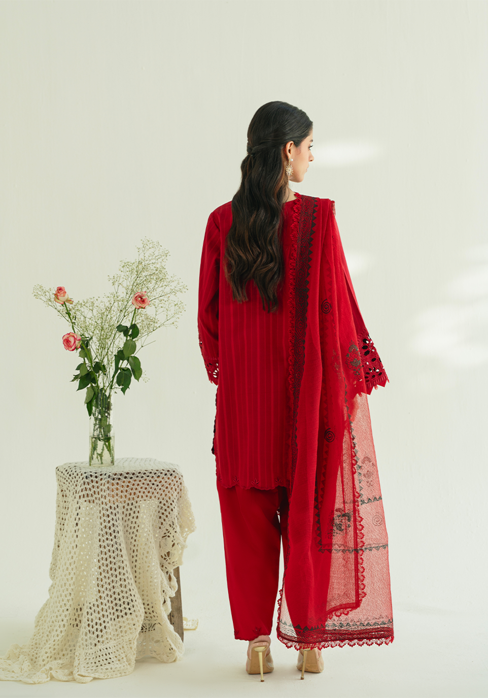 Zarqash | Whispers of Summer | CRIMSON BLOOM - Casual Dress - available at Maria Faisal in UK and USA.