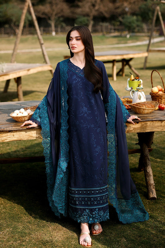 Azure | Luxury Lawn 26 | Blueberry - Dress - available at Maria Faisal in UK and USA.