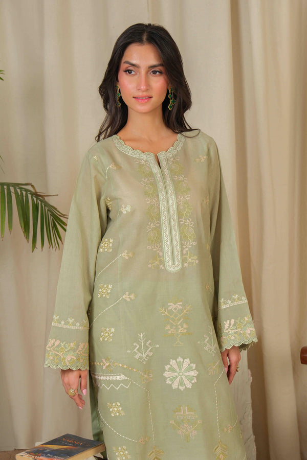 Noor by Saadia Asad | Noor Pret 25 | D4 - Muted Green - Ladies Clothes - Maria Faisal