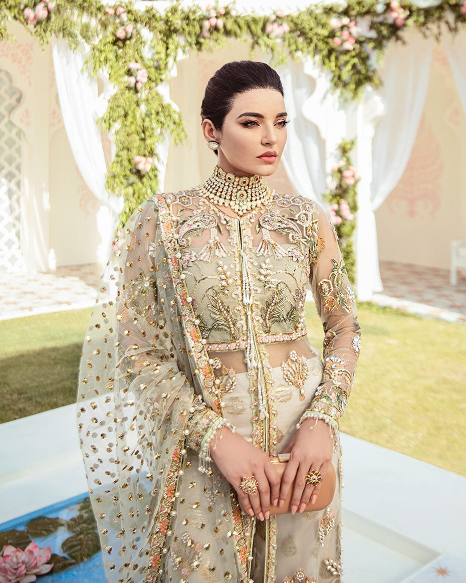 Gulaal | Wedding Formals | Cher Embroidered Net 3-Piece Suit WS-04 - Designer Dress with Intricate embroidery and embellishments. Shop elegent wedding dress at Maria Faisal.