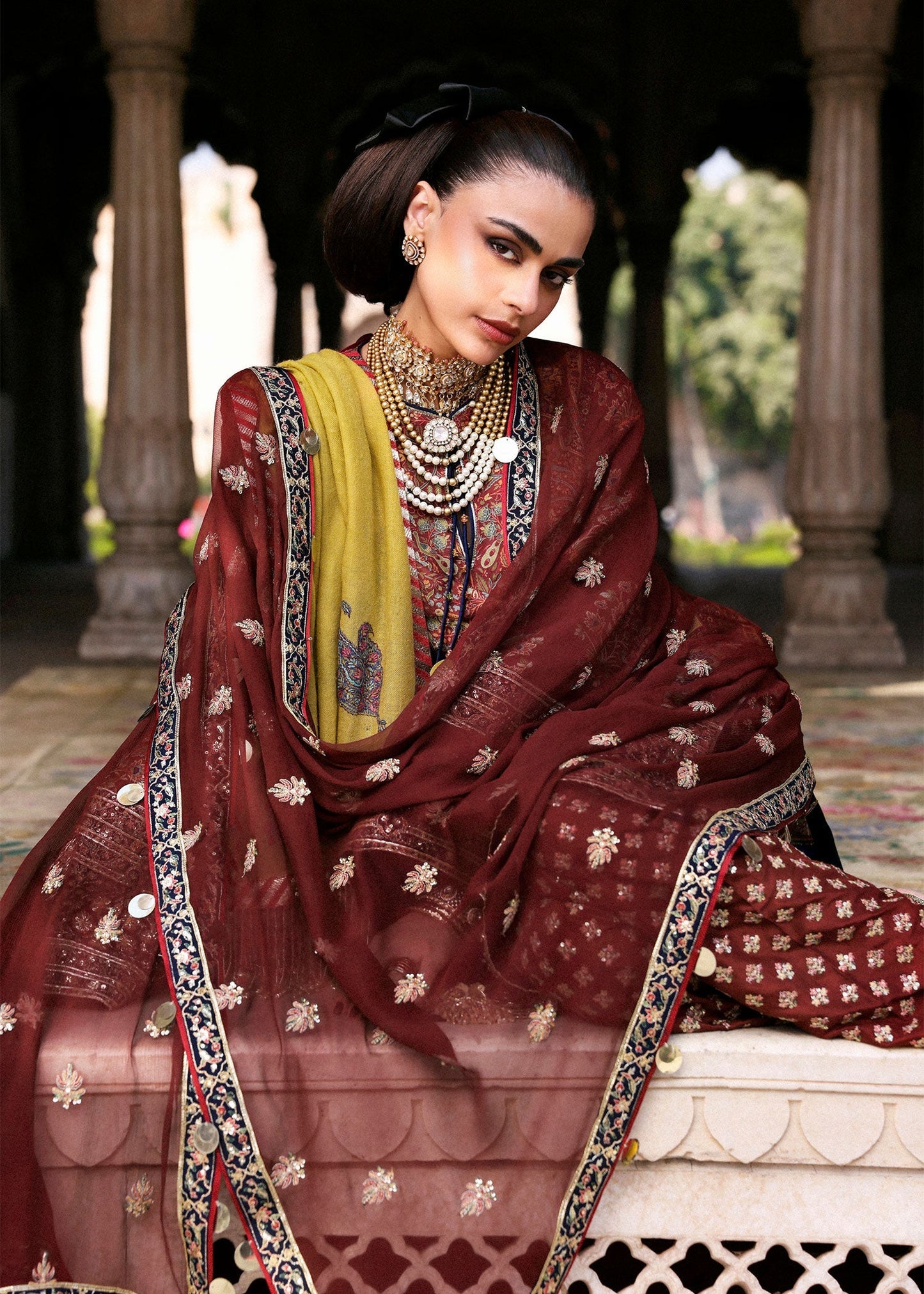 Hussain Rehar | Luxury Pret AW 25 | Brickelle - Formal Dress - available at Maria Faisal in UK and USA.