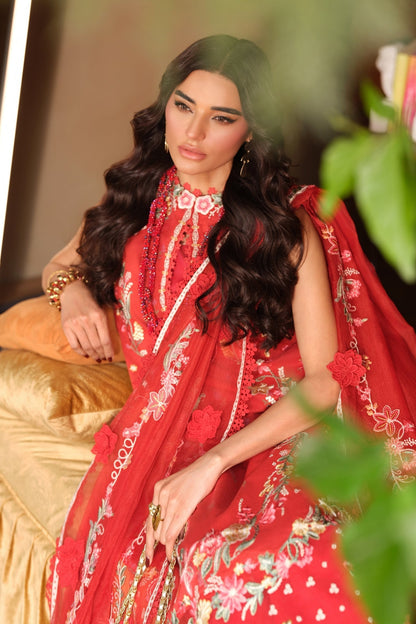 Maryam Hussain | Luxury Lawn 26 | Crimson - Luxury Dress - available at Maria Faisal in UK and USA.
