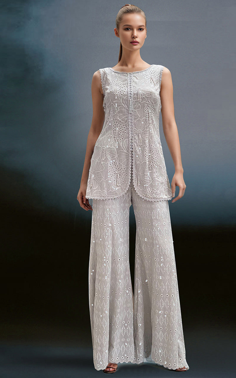 Threads and Motifs | Formal Dresses 25 | Chiffon Chikankari Embroidered Top with Trouser - Ladies Clothes - Maria Faisal