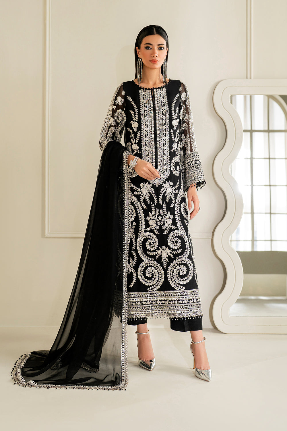 Baroque | Formals Collection | EMBROIDERED CHIFFON UF-4158 - Formal Dress - available at Maria Faisal in UK and USA.