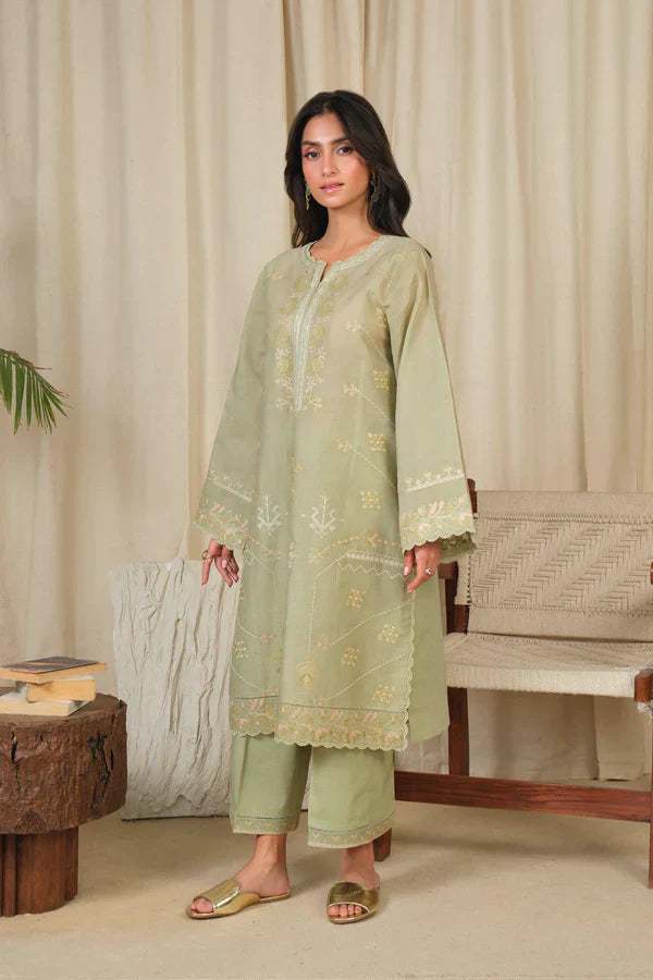 Noor by Saadia Asad | Noor Pret 25 | D4 - Muted Green - Ladies Clothes - Maria Faisal
