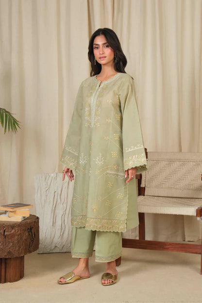 Noor by Saadia Asad | Noor Pret 25 | D4 - Muted Green - Ladies Clothes - Maria Faisal