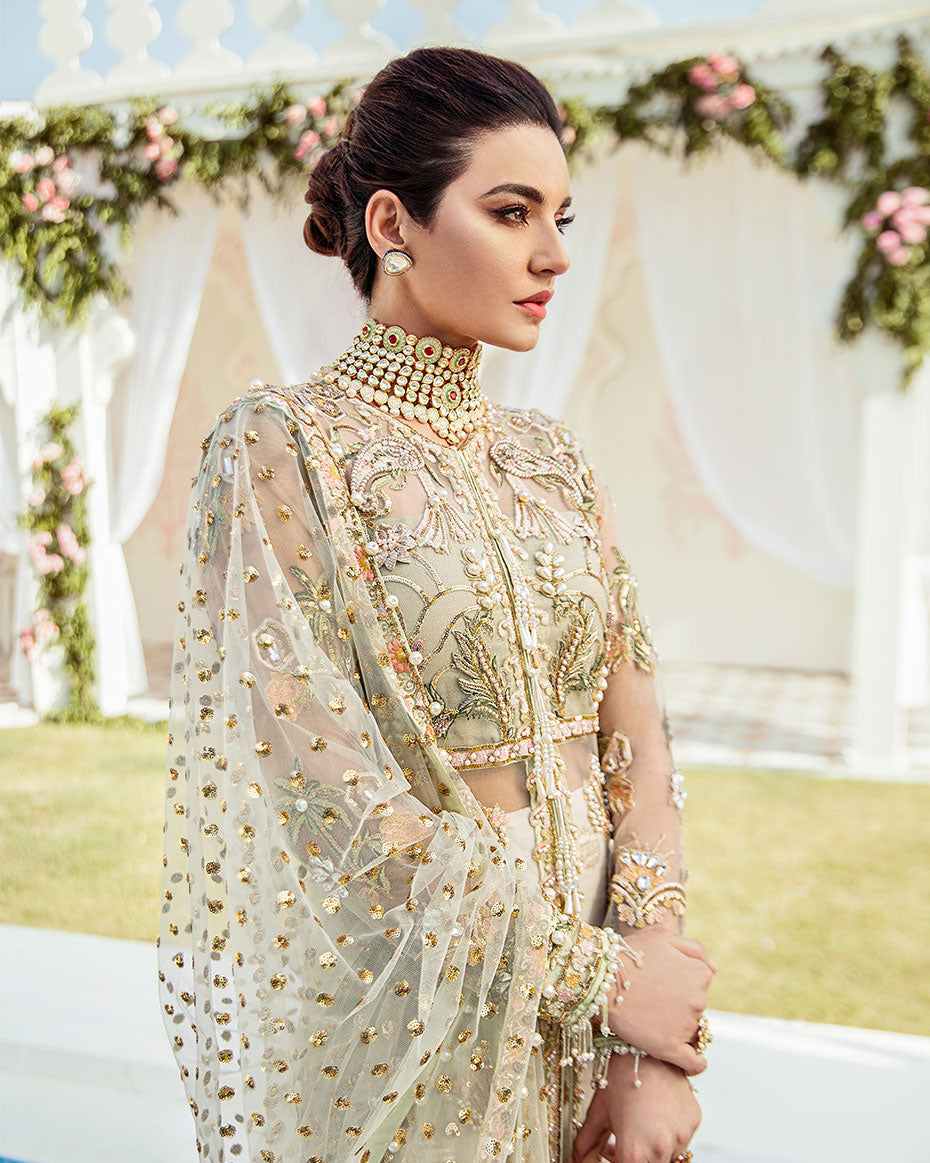 Gulaal | Wedding Formals | Cher Embroidered Net 3-Piece Suit WS-04 - Designer Dress with Intricate embroidery and embellishments. Shop elegent wedding dress at Maria Faisal.