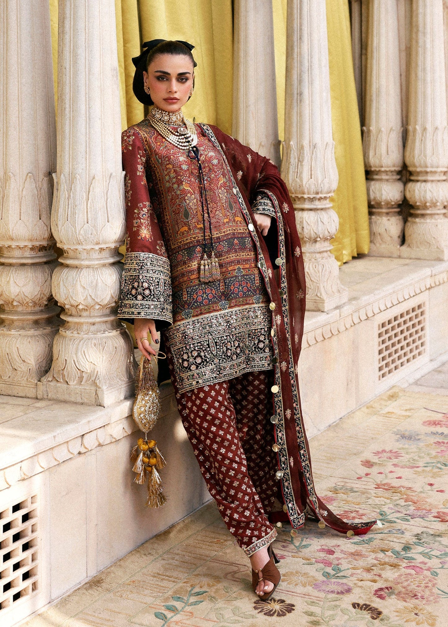Hussain Rehar | Luxury Pret AW 25 | Brickelle - Formal Dress - available at Maria Faisal in UK and USA.