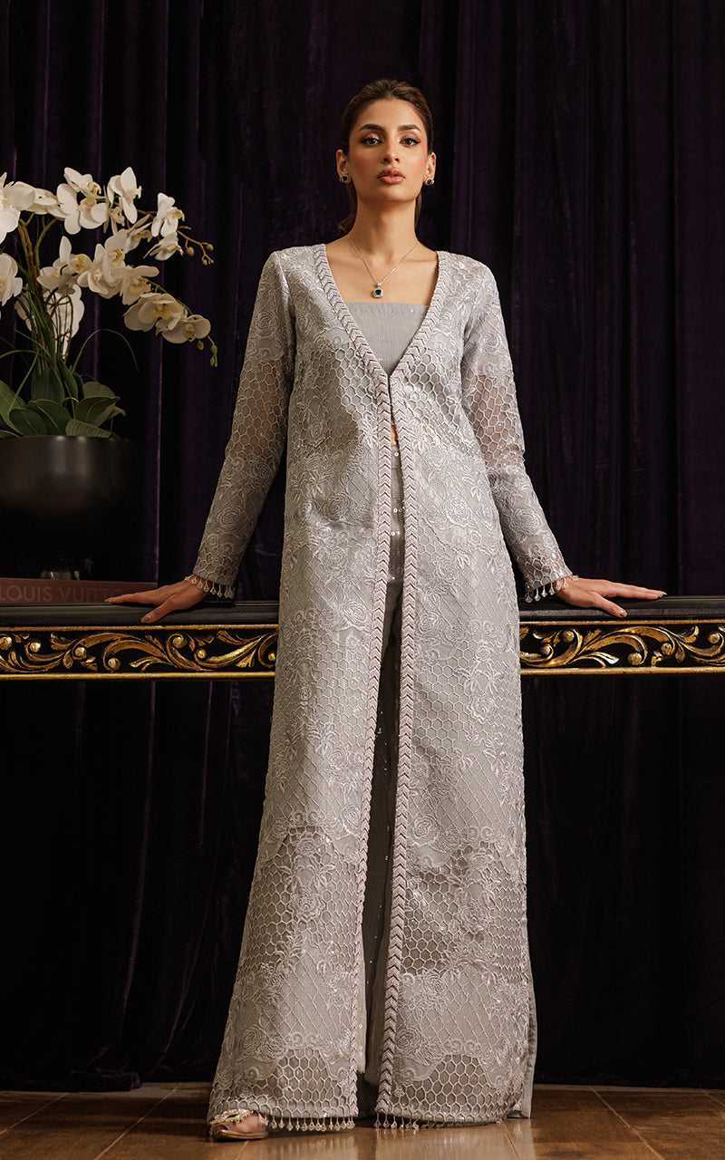 Threads and Motifs | Formal Dresses 25 | Organza Embroidered Jacket - Ladies Clothes - Maria Faisal
