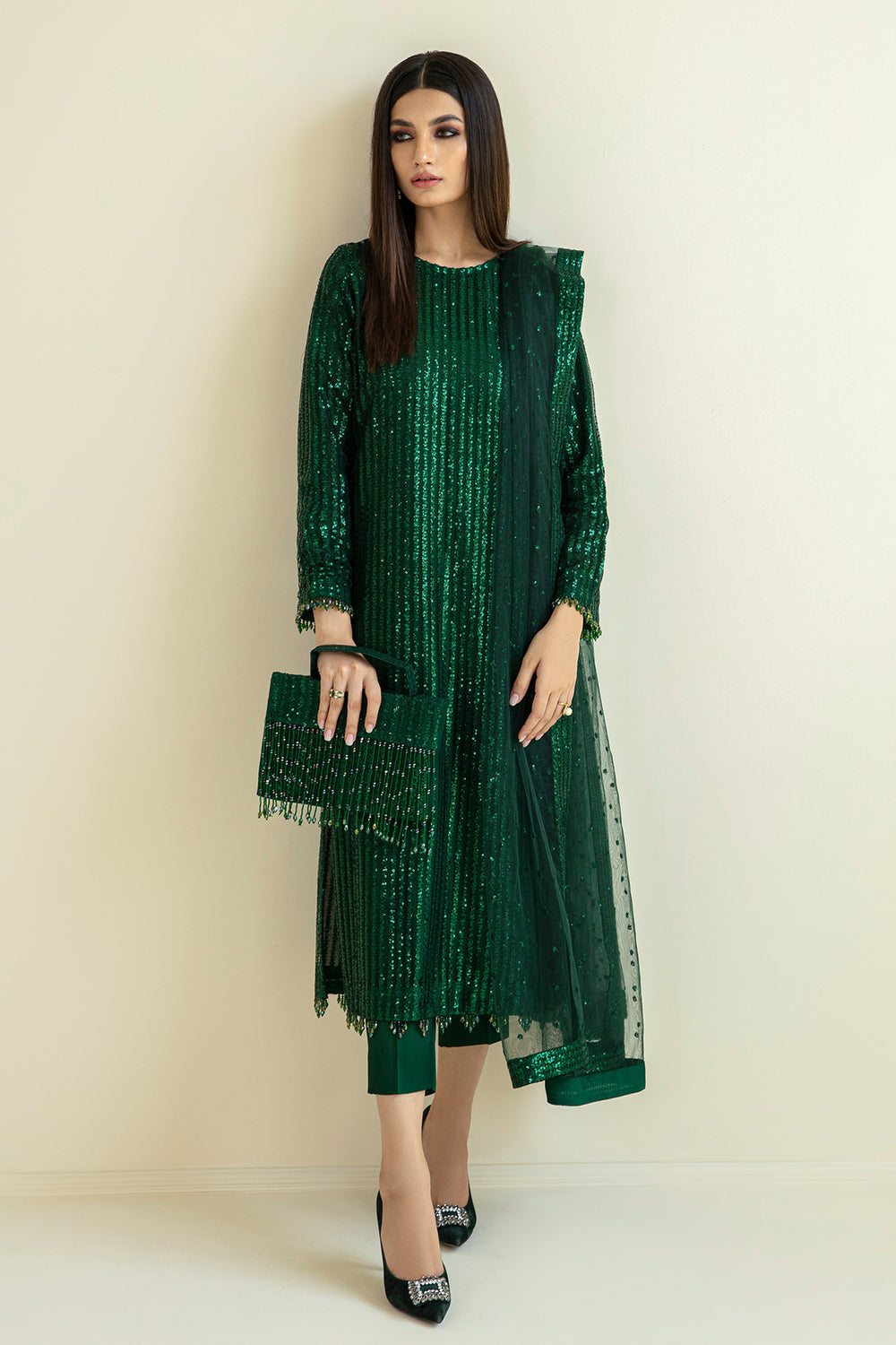 Baroque | Formals Collection | EMBROIDERED NET UF-386 - Formal Dress - available at Maria Faisal in UK and USA.