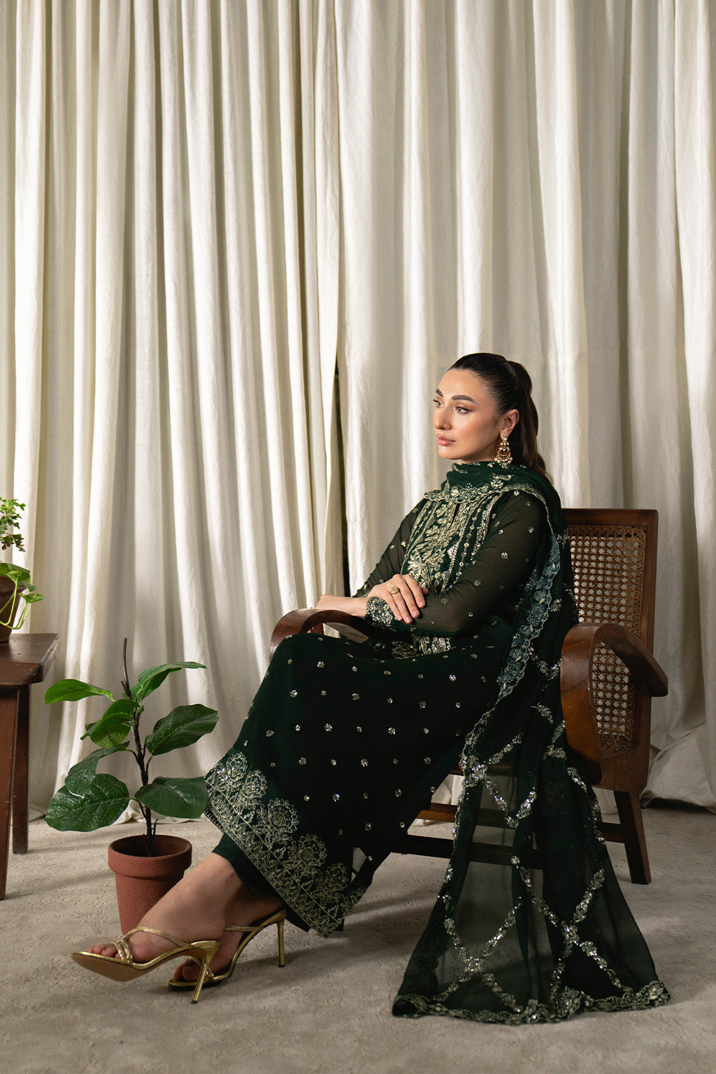 Neeshay | Ready to Wear Chiffon | RTW-CHFN-04 Green - Ladies Clothes - Maria Faisal