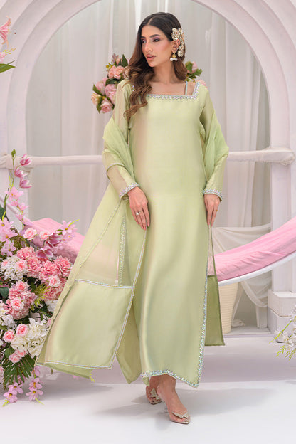 Chic Ophicial | The Maison Duo | Sage Èlan - Luxury Dress - available at Maria Faisal in UK and USA.