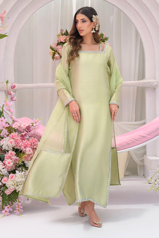 Chic Ophicial | The Maison Duo | Sage Èlan - Luxury Dress - available at Maria Faisal in UK and USA.