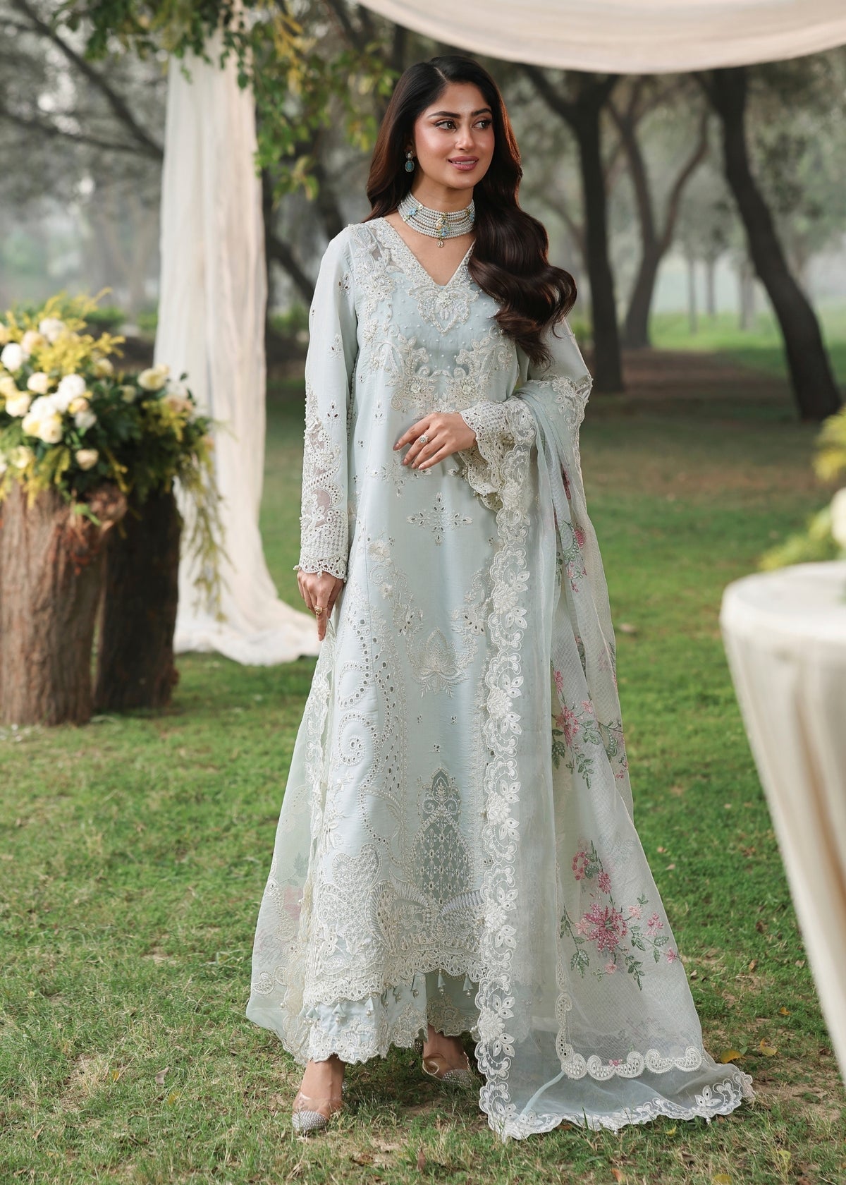 Sardinia | Tales of Petals | OCEAN WAVES - Luxury Dress - available at Maria Faisal in UK and USA.