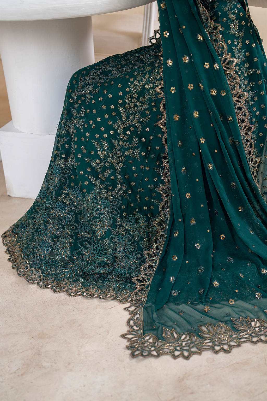 Iznik | Chinnon Chiffon | CC-47 Embroidered Chiffon - Ladies Clothes - Maria Faisal