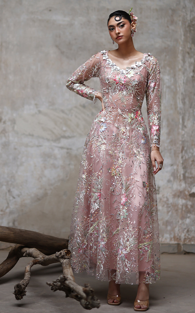 Threads and Motifs | Formal Dresses 25 | Net Embroidered Dress - Ladies Clothes - Maria Faisal