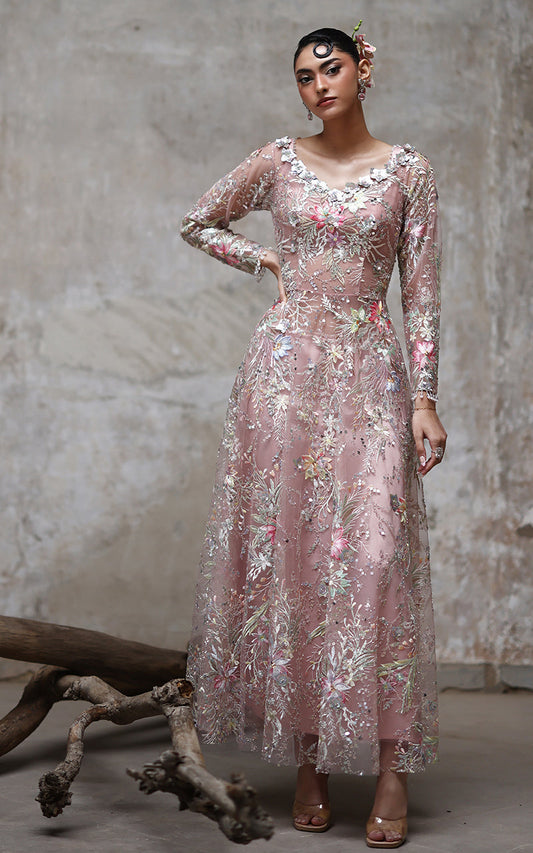Threads and Motifs | Formal Dresses 25 | Net Embroidered Dress - Ladies Clothes - Maria Faisal