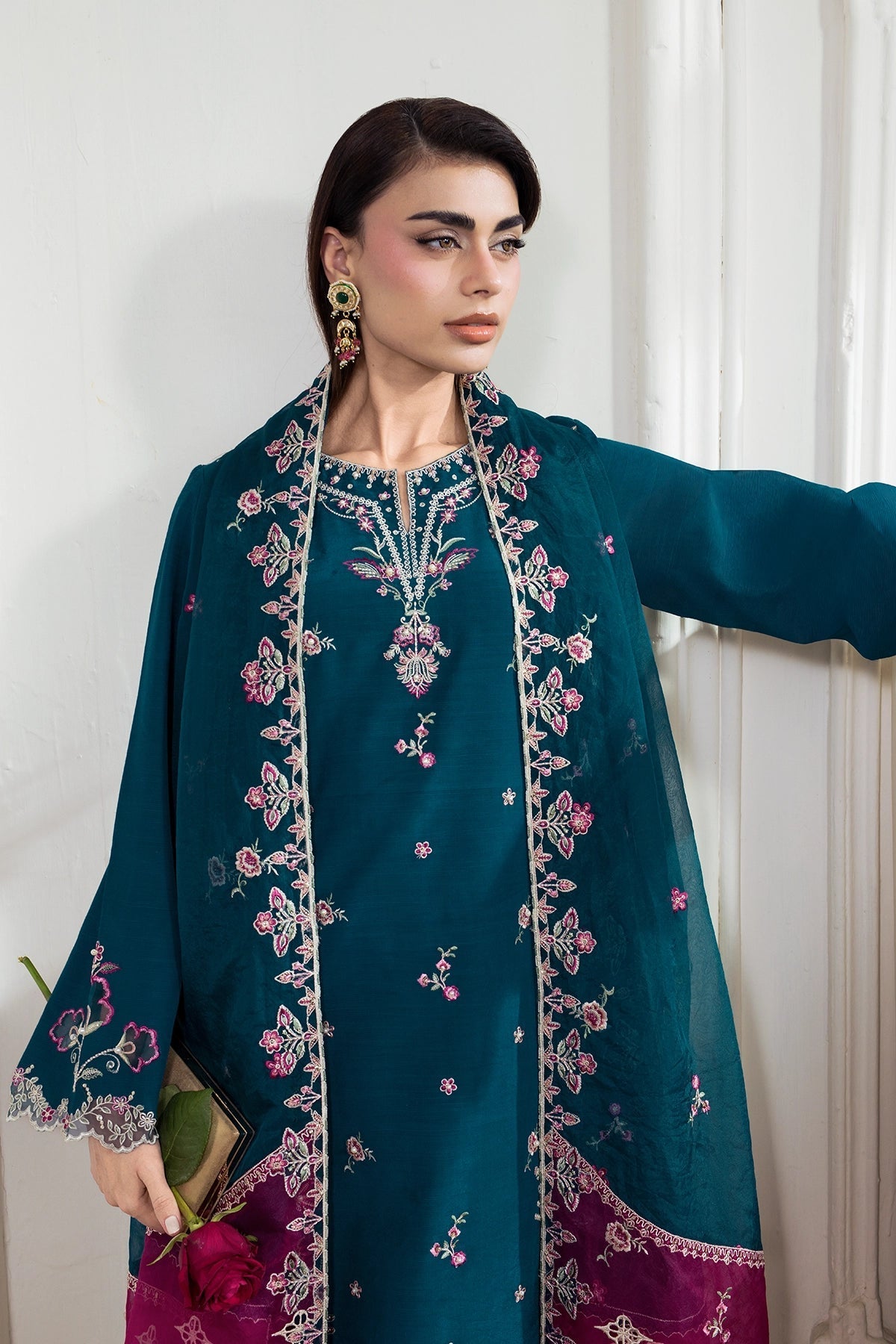 Rangrasiya | Lumeire Silk |Carmin - Luxury Dress - available at Maria Faisal in UK and USA.