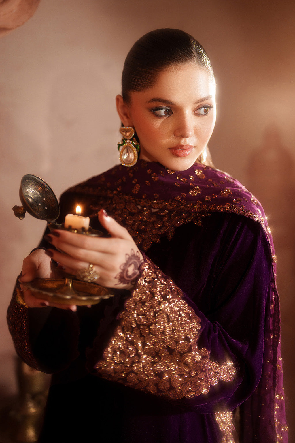 Iznik | Velvet 25 | IV-57 Embroidered Velvet - Formal Dress - available at Maria Faisal in UK and USA.