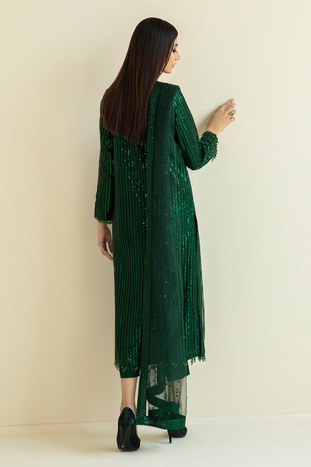 Baroque | Formals Collection | EMBROIDERED NET UF-386 - Formal Dress - available at Maria Faisal in UK and USA.