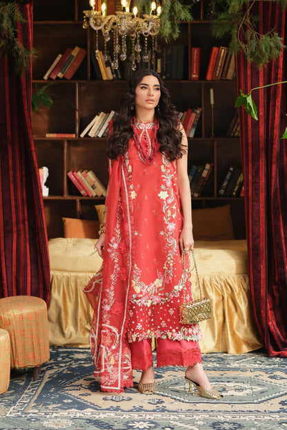 Maryam Hussain | Luxury Lawn 26 | Crimson - Luxury Dress - available at Maria Faisal in UK and USA.