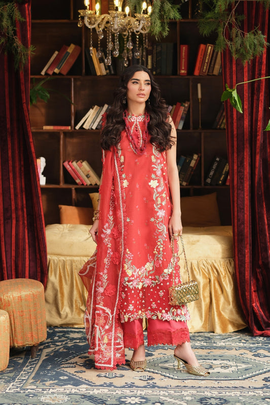 Maryam Hussain | Luxury Lawn 26 | Crimson - Luxury Dress - available at Maria Faisal in UK and USA.