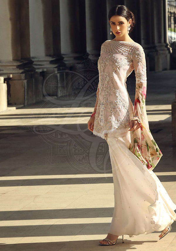 Layla Chatoor | Luxury Pret | Blush Pink Short Tunic - Luxury Dress - available at Maria Faisal in UK and USA.