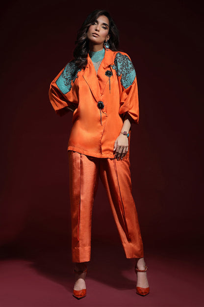 Wardha Saleem | Luxury Pret Fusion Wear | PANTHERA (ORANGE) CORD-SET (2PC) - Ladies Clothes 