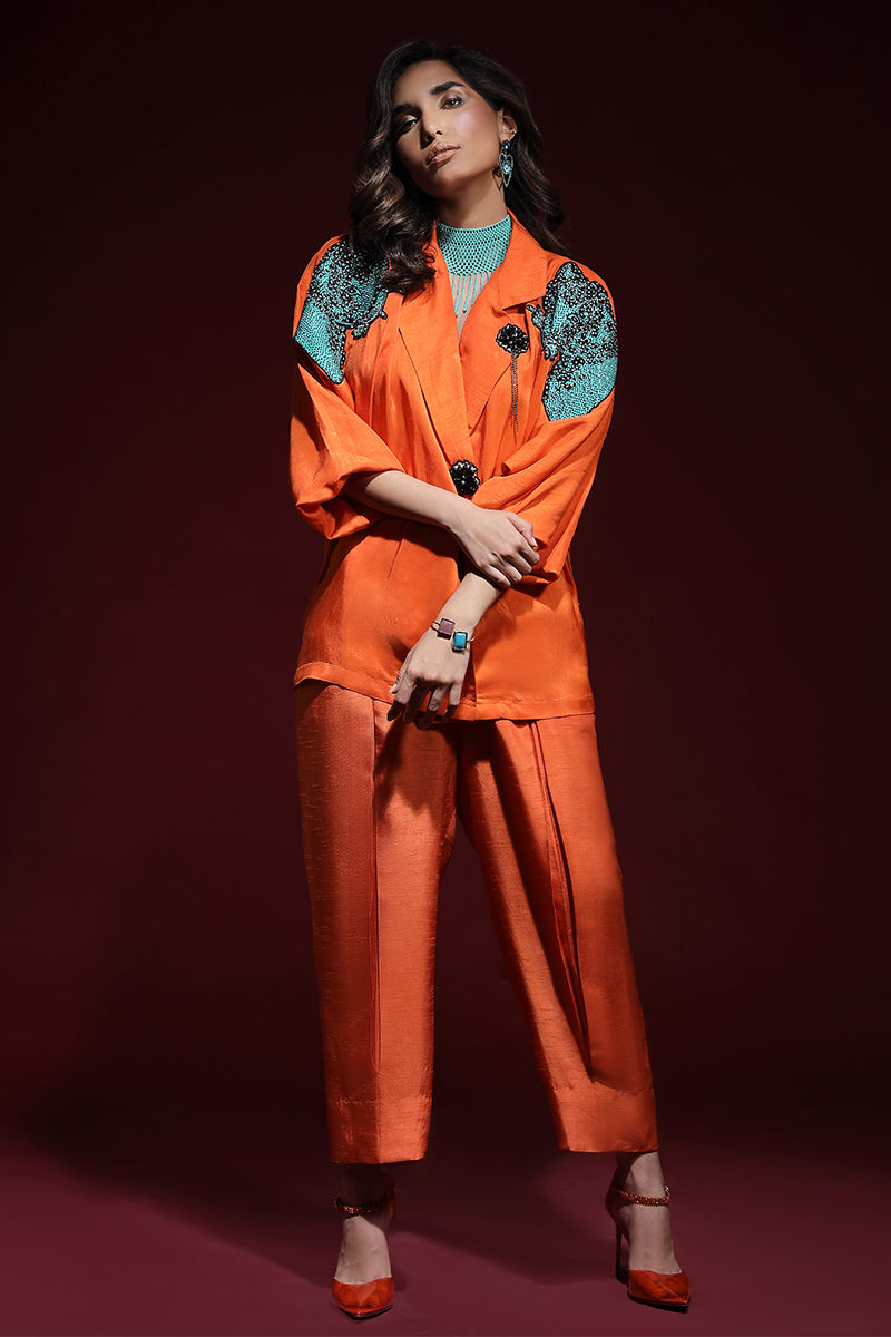 Wardha Saleem | Luxury Pret Fusion Wear | PANTHERA (ORANGE) CORD-SET (2PC) - Ladies Clothes 