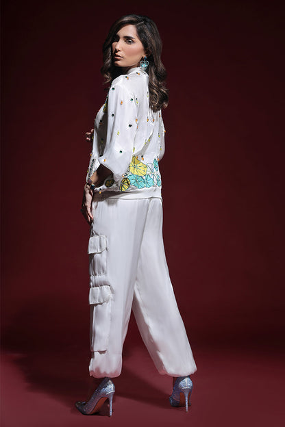 Wardha Saleem | Luxury Pret Fusion Wear | ZARA BOMBER JACKET WITH CARGO PANTS (2PC) - Ladies Clothes 