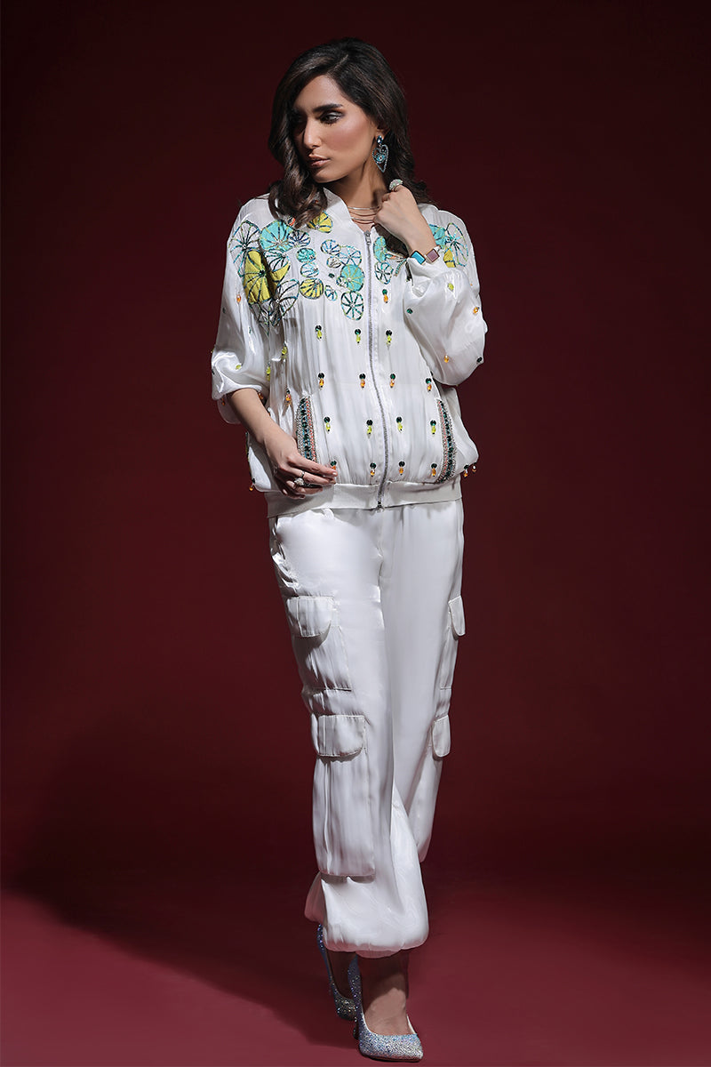 Wardha Saleem | Luxury Pret Fusion Wear | ZARA BOMBER JACKET WITH CARGO PANTS (2PC) - Ladies Clothes 