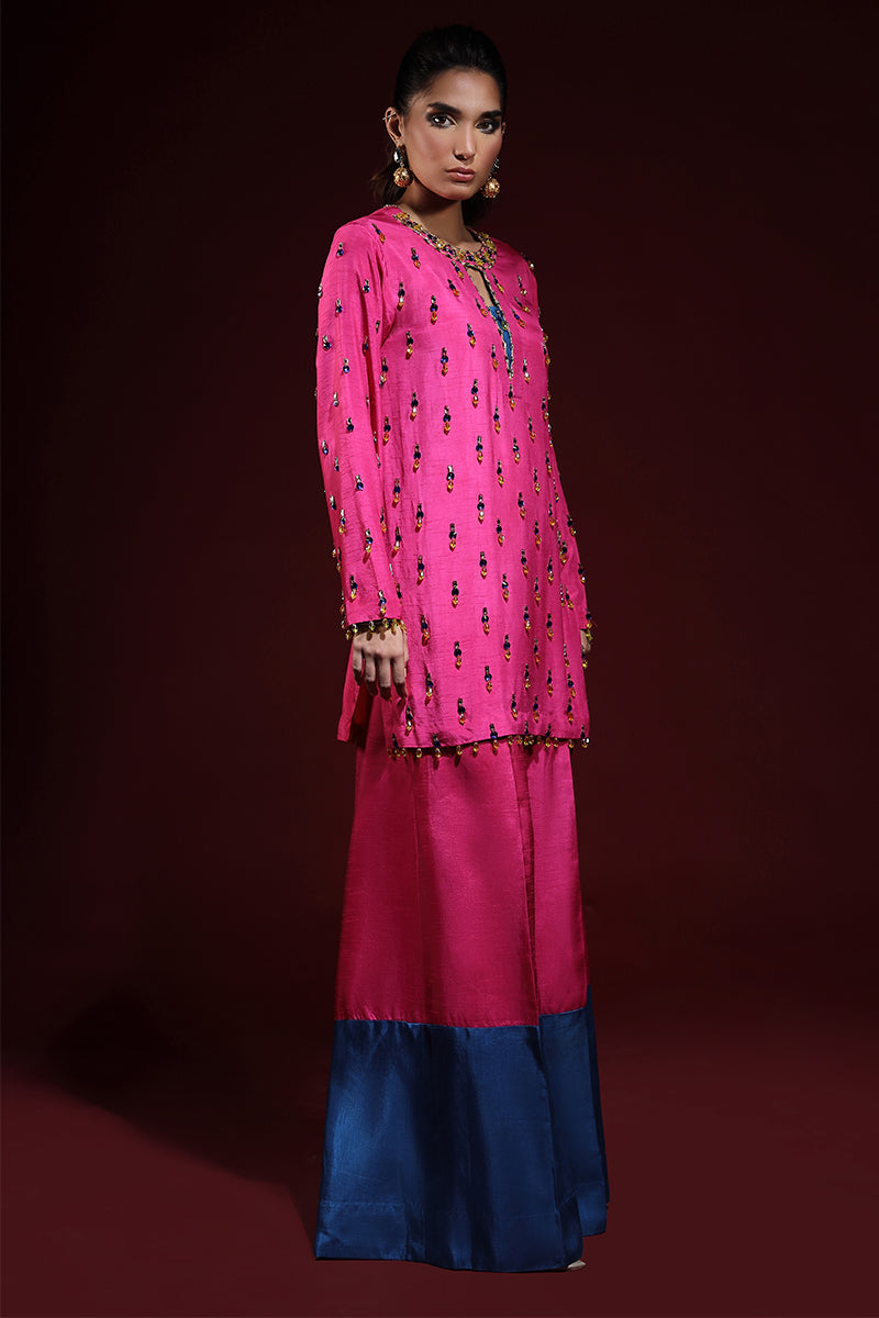 Wardha Saleem | Luxury Pret Fusion Wear | LUXURA (HOT PINK) CORD-SET (2PC) - Ladies Clothes 
