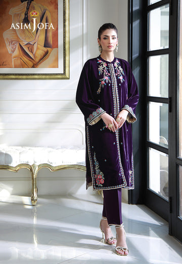 Asim Jofa | Velvet Edit | AJVG-10 - Designer Dress with Intricate embroidery and embellishments. Shop elegent wedding dress at Maria Faisal.