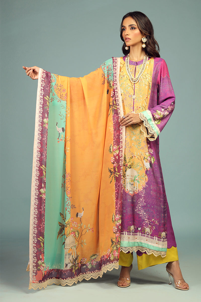 Wardha Saleem | Luxury Pret Traditional Wear | JHAROKA SHIRT WITH DUPATTA ( 2 PC) - Ladies Clothes 