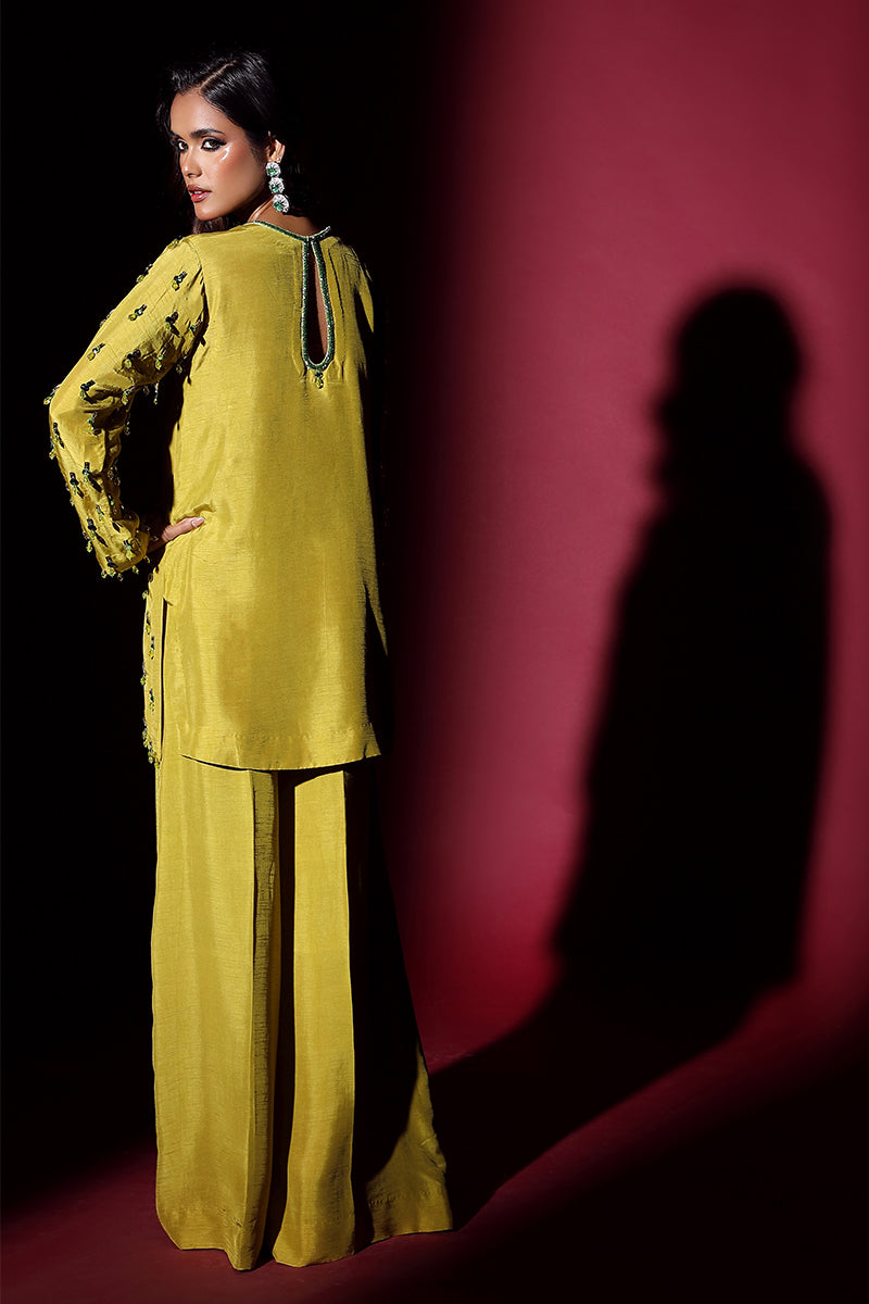 Wardha Saleem | Luxury Pret Fusion Wear | LUXURA (LIME GREEN) CORD-SET (2PC) - Ladies Clothes 