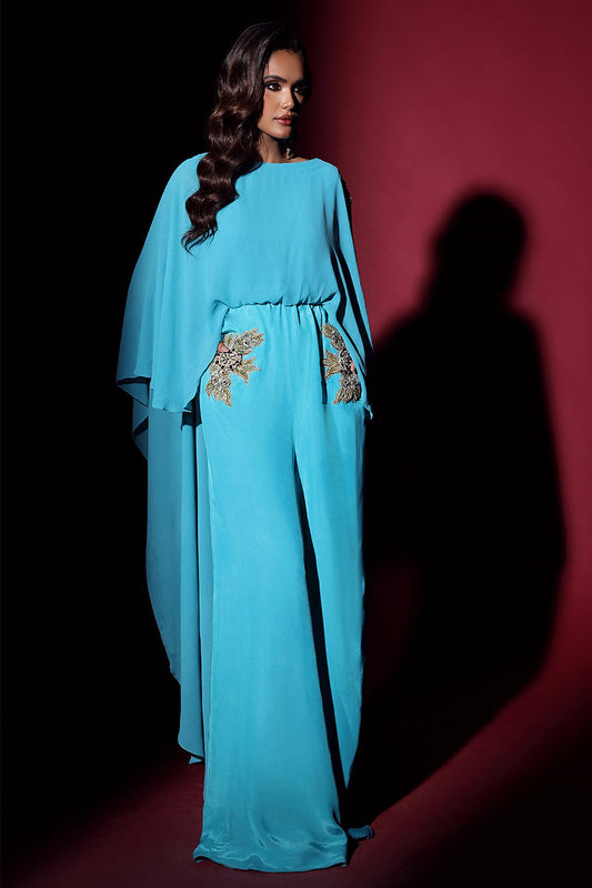 Wardha Saleem | Luxury Pret Fusion Wear | VOGUE JUMPSUIT DRAPE (1PC) - Ladies Clothes 