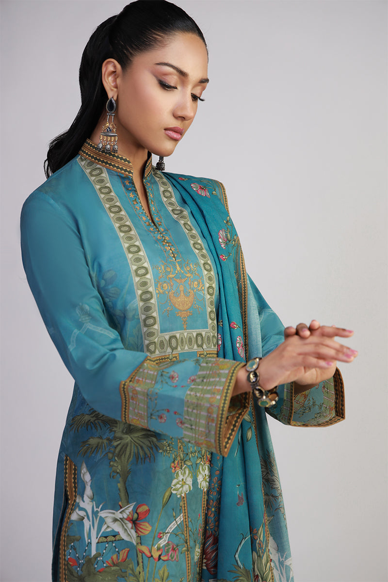 Shamaeel Ansari | Bagh e Bahar Lawn | Firoza bagh - Luxury Dress - available at Maria Faisal in UK and USA.