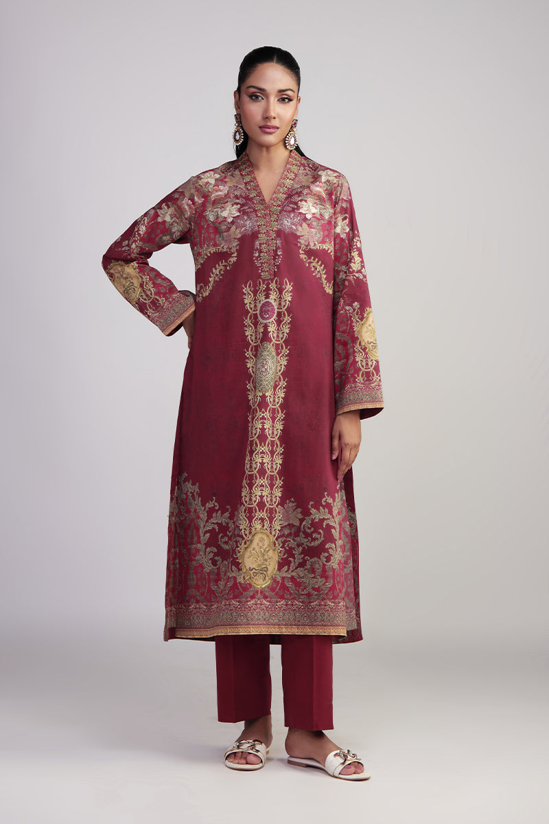 Shamaeel Ansari | Bagh e Bahar Lawn | Surkh Mahal - Luxury Dress - available at Maria Faisal in UK and USA.