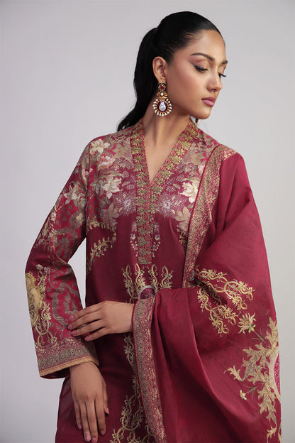 Shamaeel Ansari | Bagh e Bahar Lawn | Surkh Mahal - Luxury Dress - available at Maria Faisal in UK and USA.