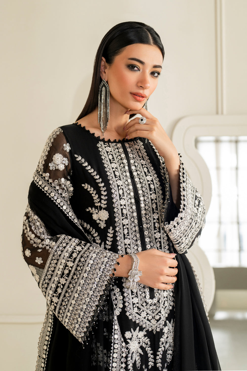 Baroque | Formals Collection | EMBROIDERED CHIFFON UF-4158 - Formal Dress - available at Maria Faisal in UK and USA.