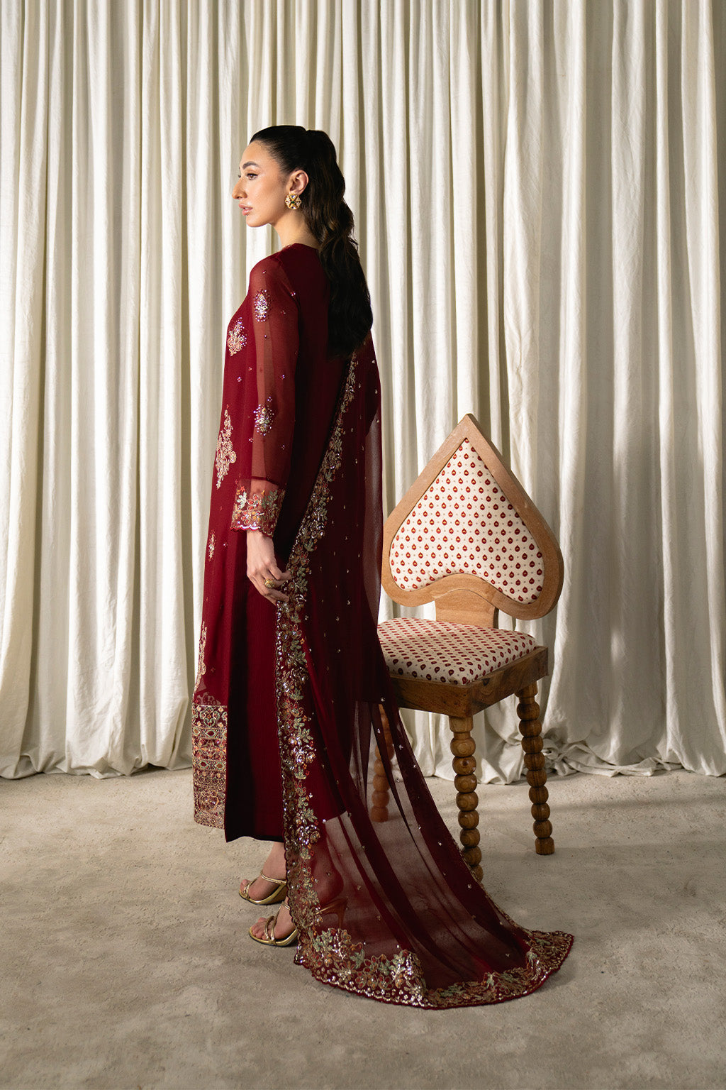 Neeshay | Ready to Wear Chiffon | RTW-CHFN-05 Red - Ladies Clothes - Maria Faisal