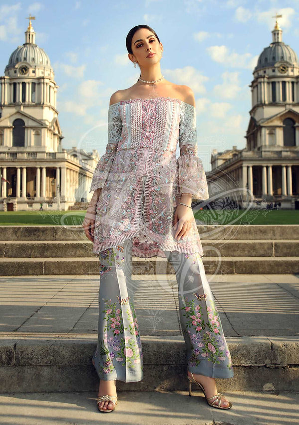 Layla Chatoor | Luxury Pret | Hi Lo Peplum Top - Luxury Dress - available at Maria Faisal in UK and USA.