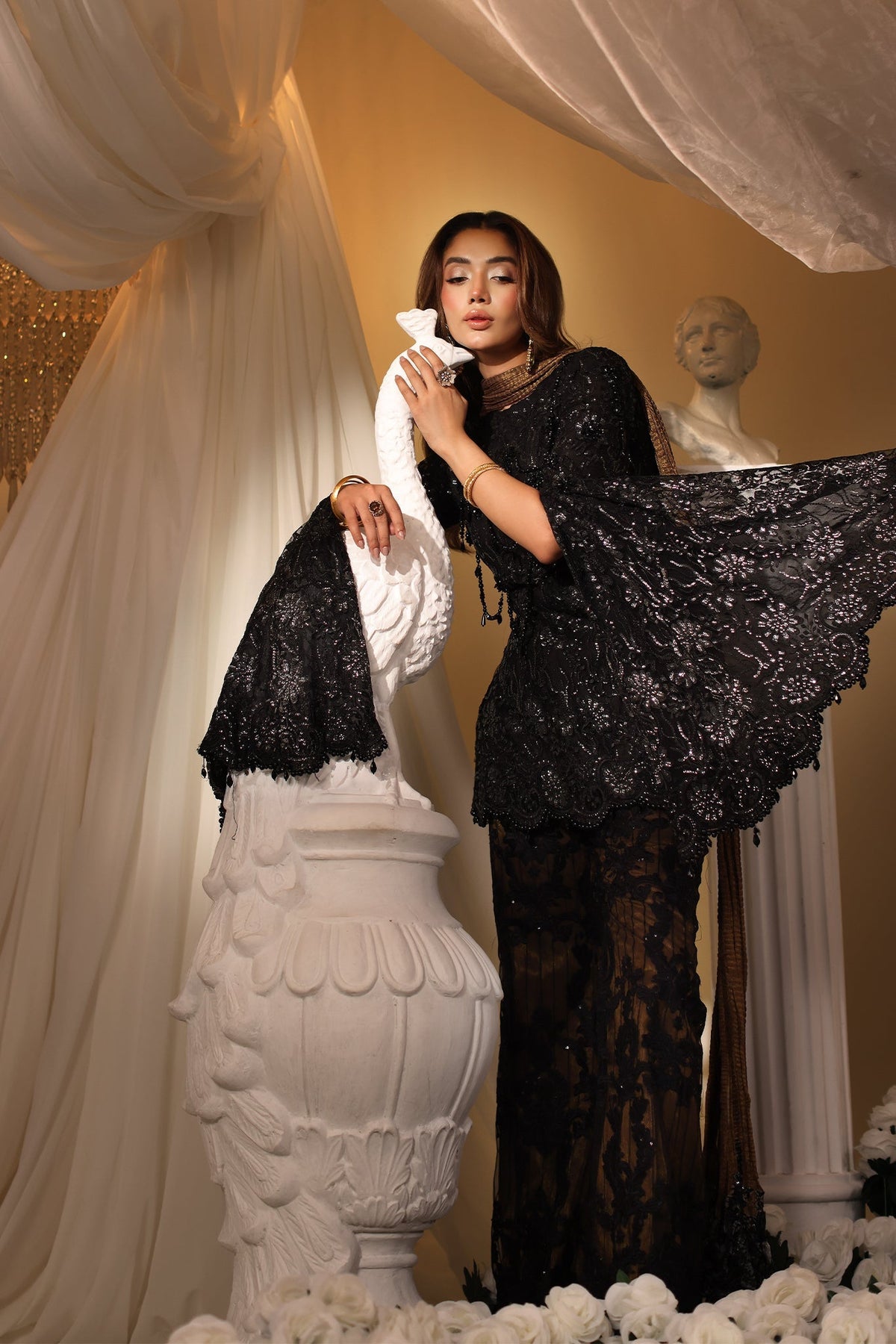 Musferah Saad | Casa Blance |Noir Symphony - Bridal Dress - available at Maria Faisal in UK and USA.
