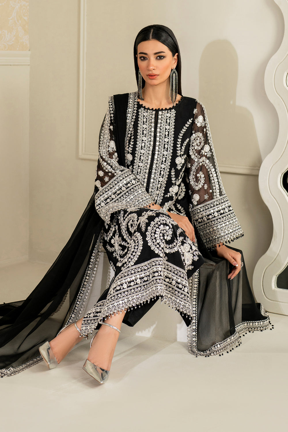Baroque | Formals Collection | EMBROIDERED CHIFFON UF-4158 - Formal Dress - available at Maria Faisal in UK and USA.